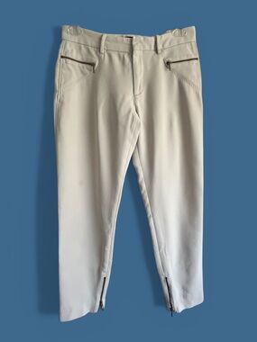 Zara Ecru Slim Cut Mid Rise Pants Size M